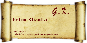 Grimm Klaudia névjegykártya